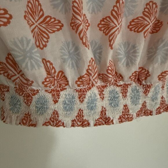 Floral Crop Smocked Top Puffy Flutte Sleeves Off the shoulder Med Cotton - Picture 3 of 5